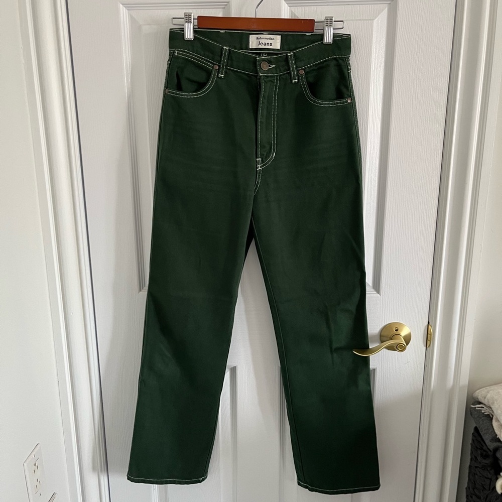Reformation Straight-Leg Jeans in Forest Green - Picture 5 of 10